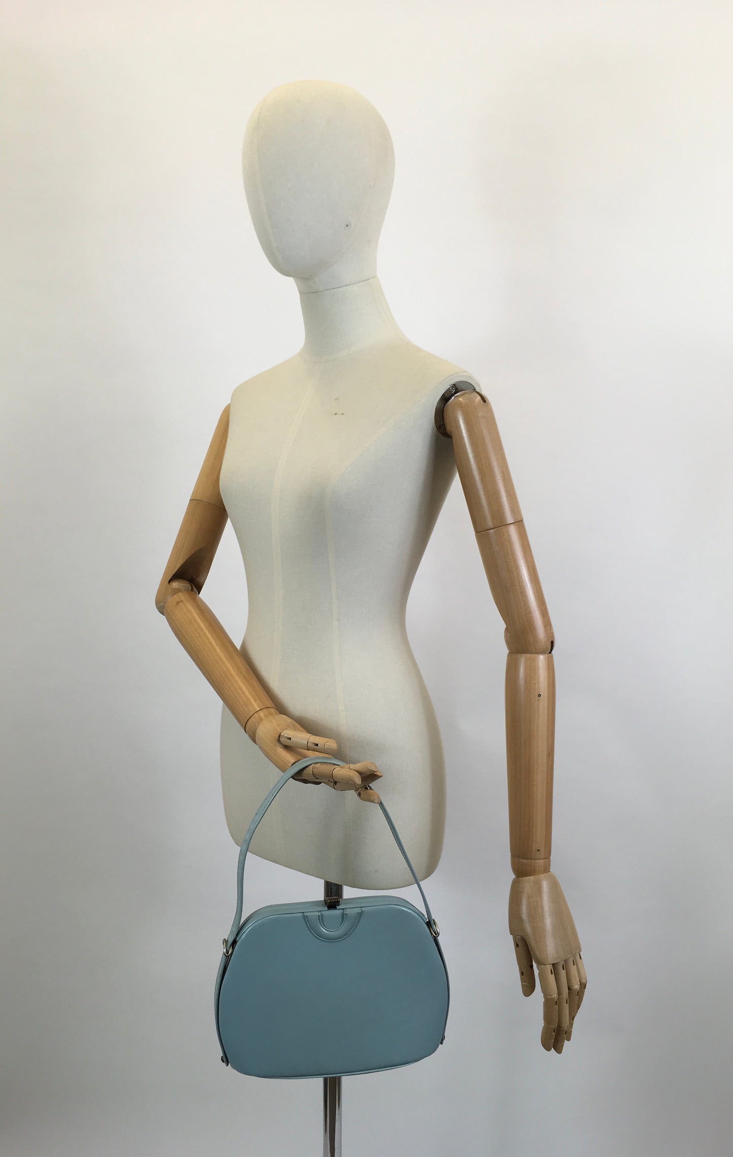 Original 1950's Single Handled Handbag - in palest of blues.