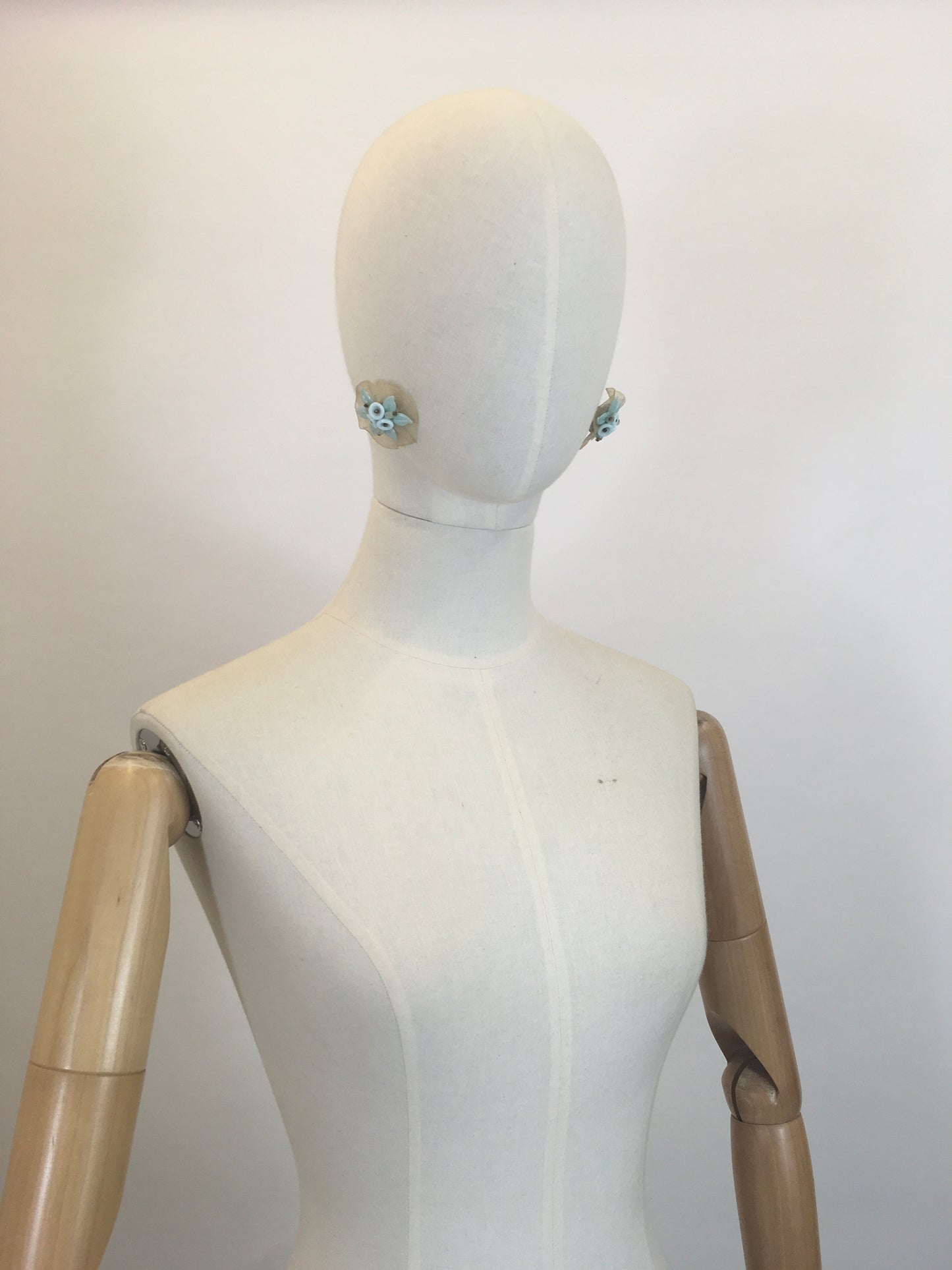 Original 40’s Amazing Clip On Earrings - Duck egg colour