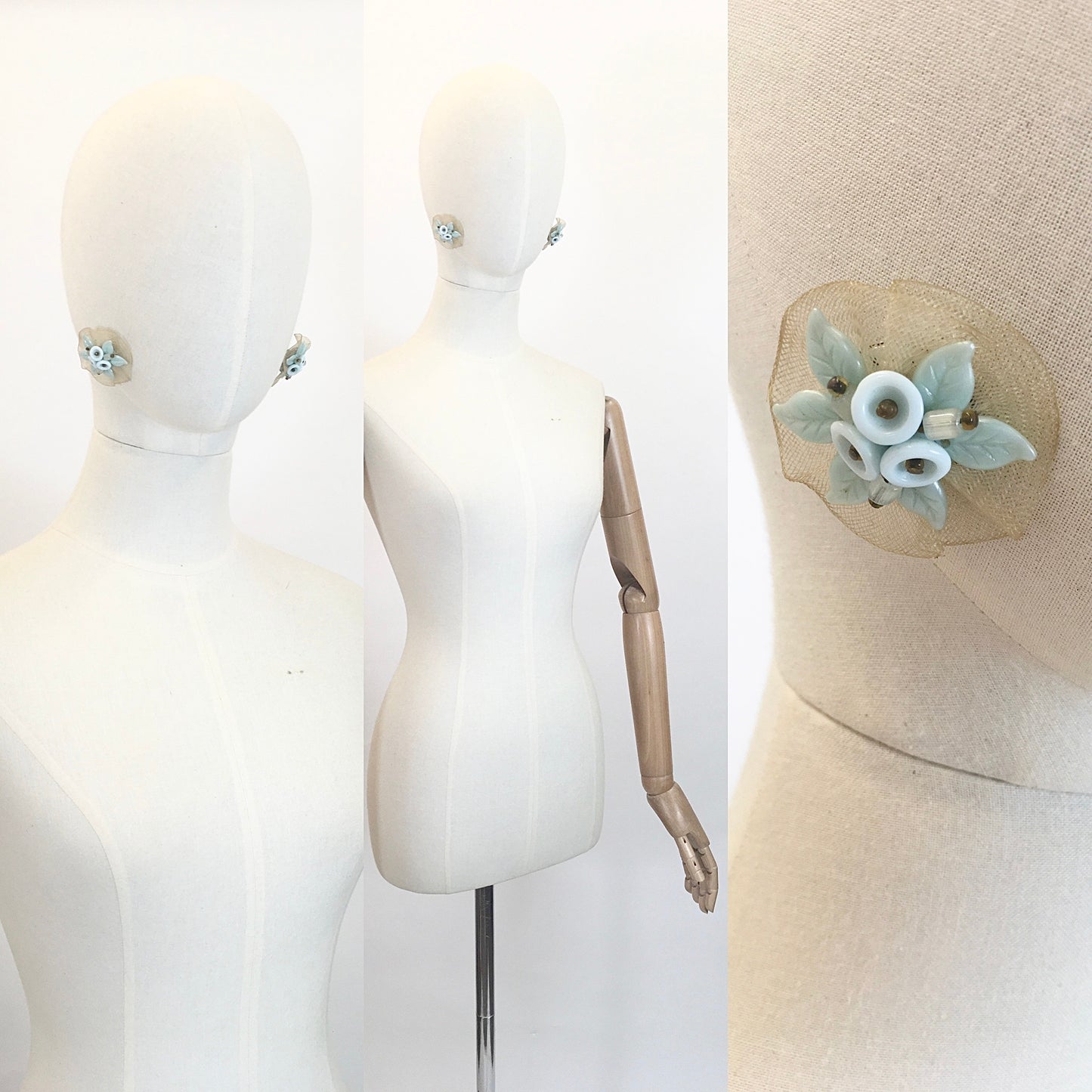 Original 40’s Amazing Clip On Earrings - Duck egg colour