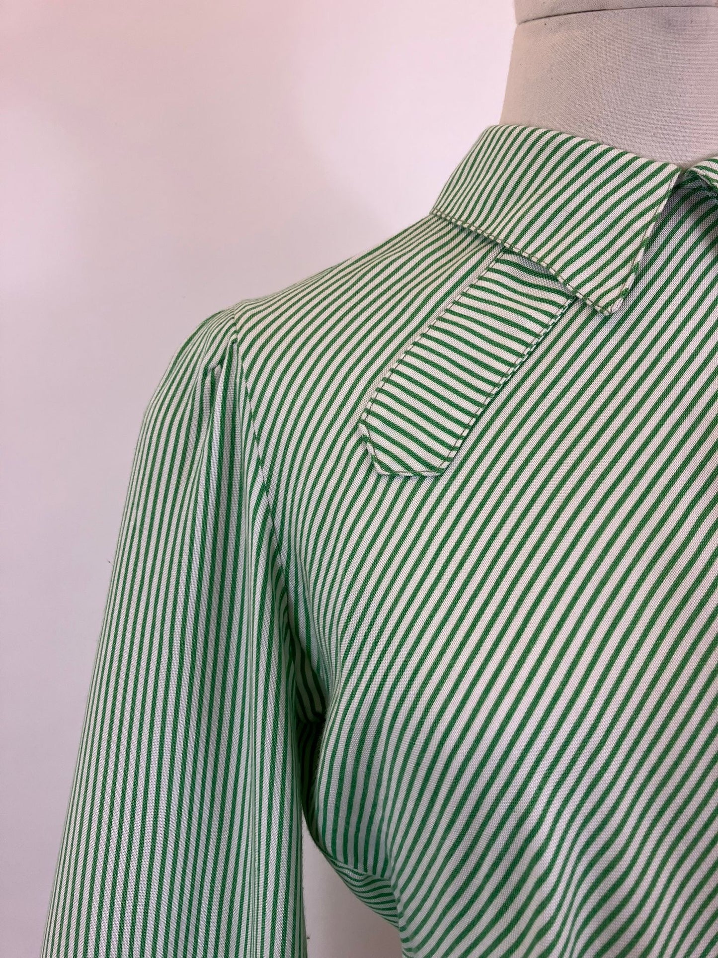 Original 1940’s CC41 Utility Blouse - vibrant Green/ White stripe