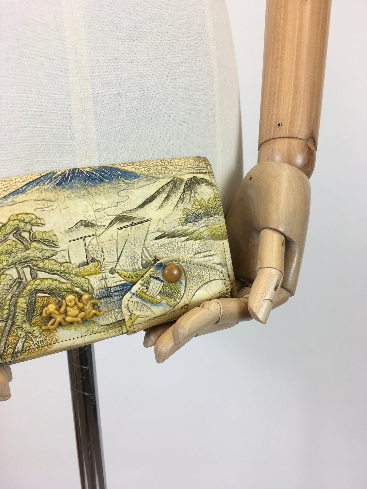 Original 1920’s / 1930’s Exquisite Tourist Clutch Handbag - With Celluloid Monkey Adornment