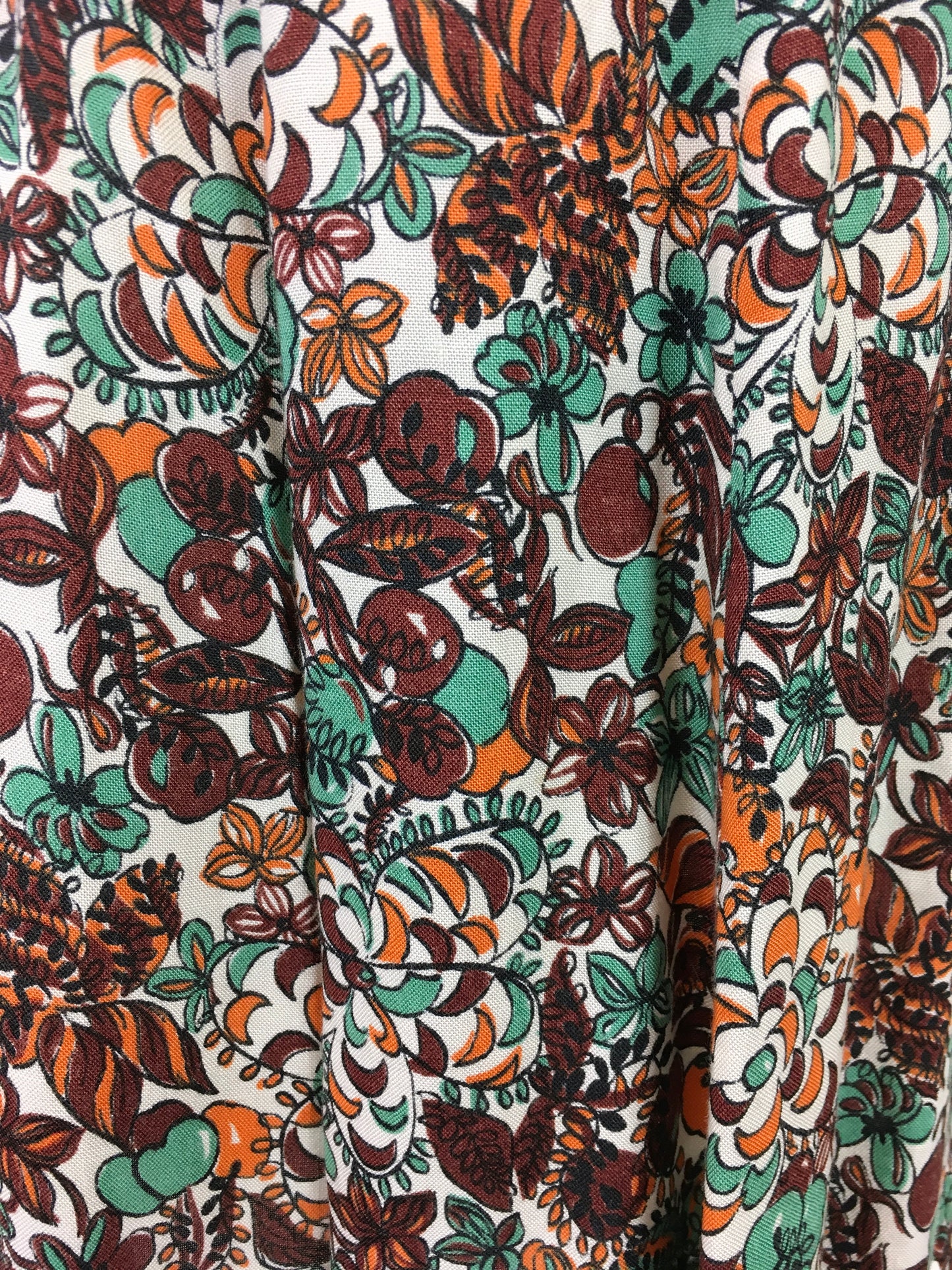 Original 1940’s Fabulous Moygashel linen Novelty print skirt - in Brown, orange and Green
