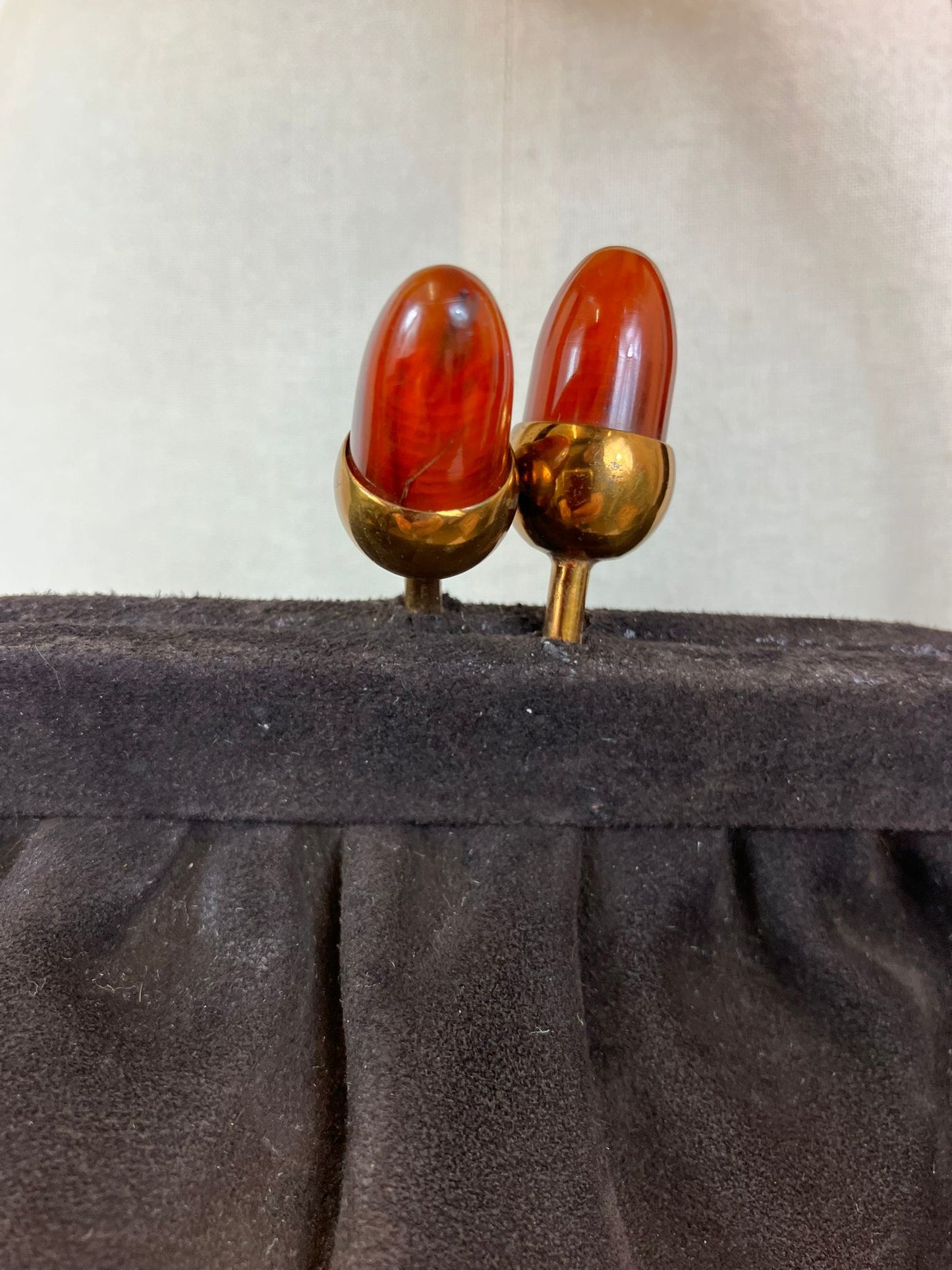 Original 1940’s Single handle Suede Handbag - Rich Dark Brown