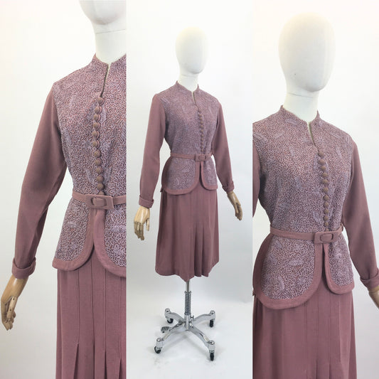 Original 1940’s Gorgeous 2pc suit - in a Dusky Rose