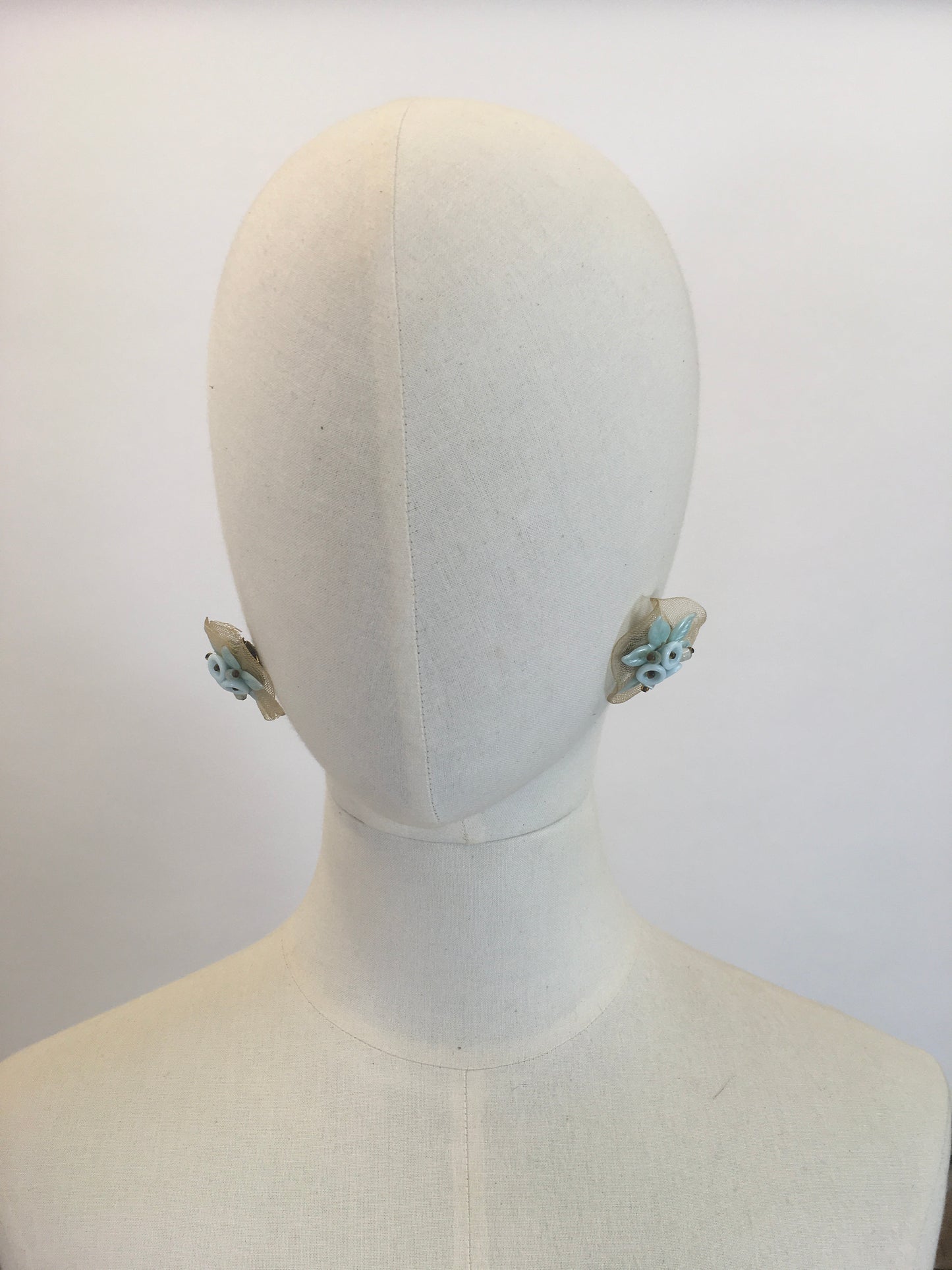 Original 40’s Amazing Clip On Earrings - Duck egg colour