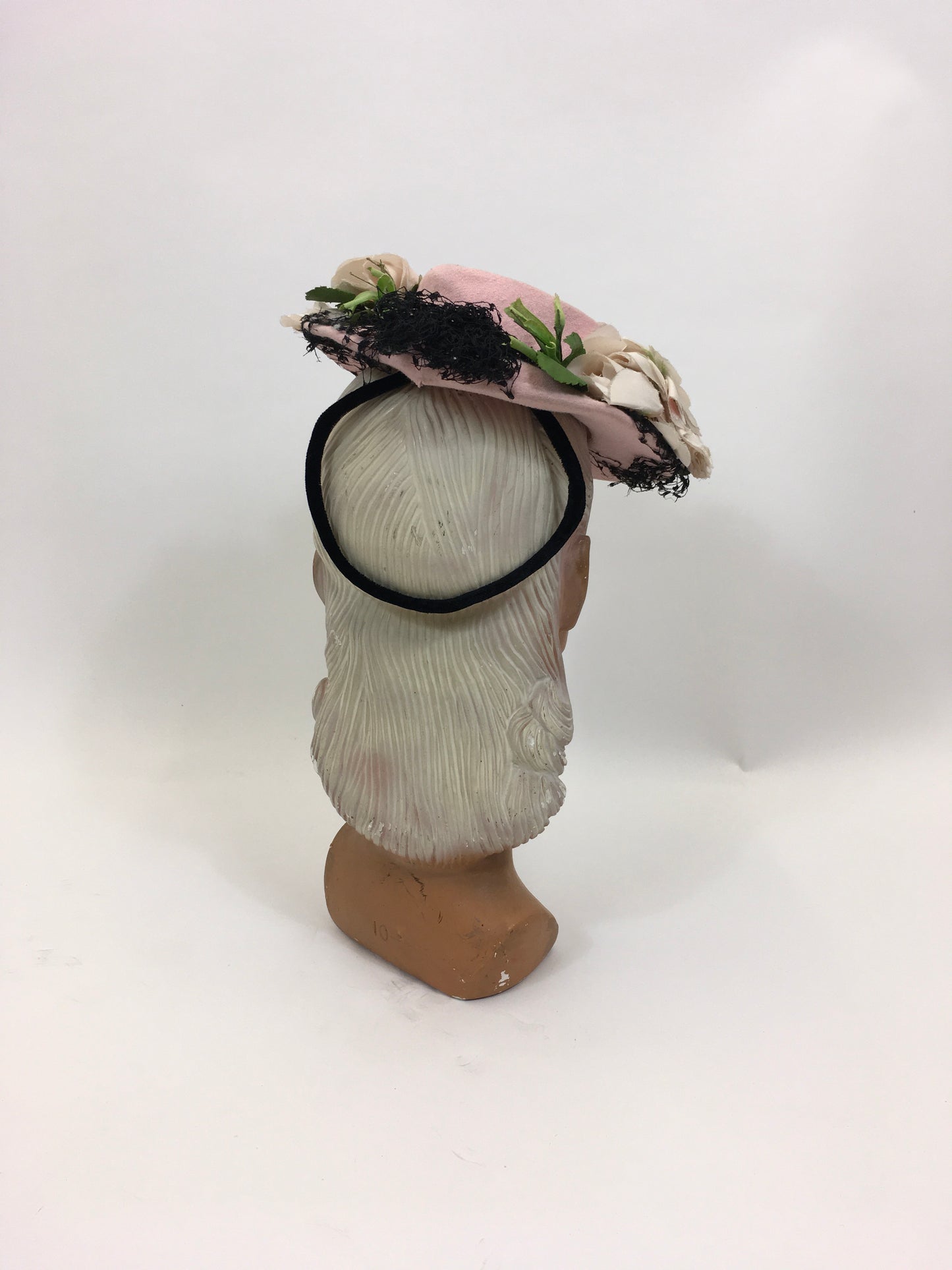 RESERVED FOR KAT -please do not buy Original 1940's Fabulous Topper Hat - Pale Pink with Flowers and Veil