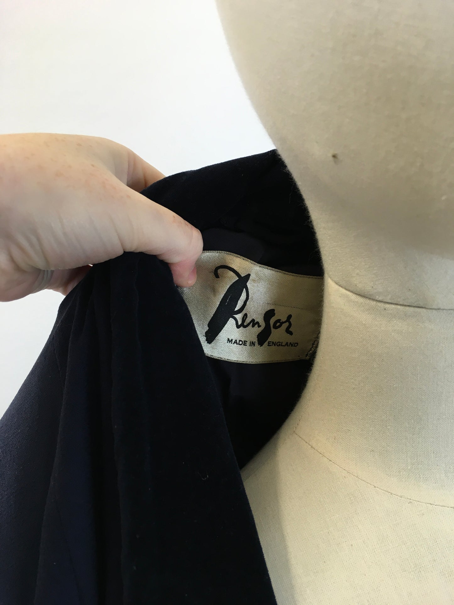 Original 1940’s Beautiful edge to edge swagger coat - Navy with Royal Navy velvet trim