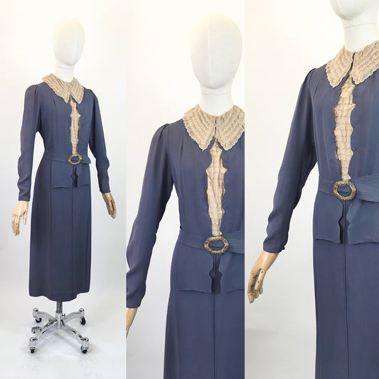 Original 1930’s Amazing Dress - in Slate Blue
