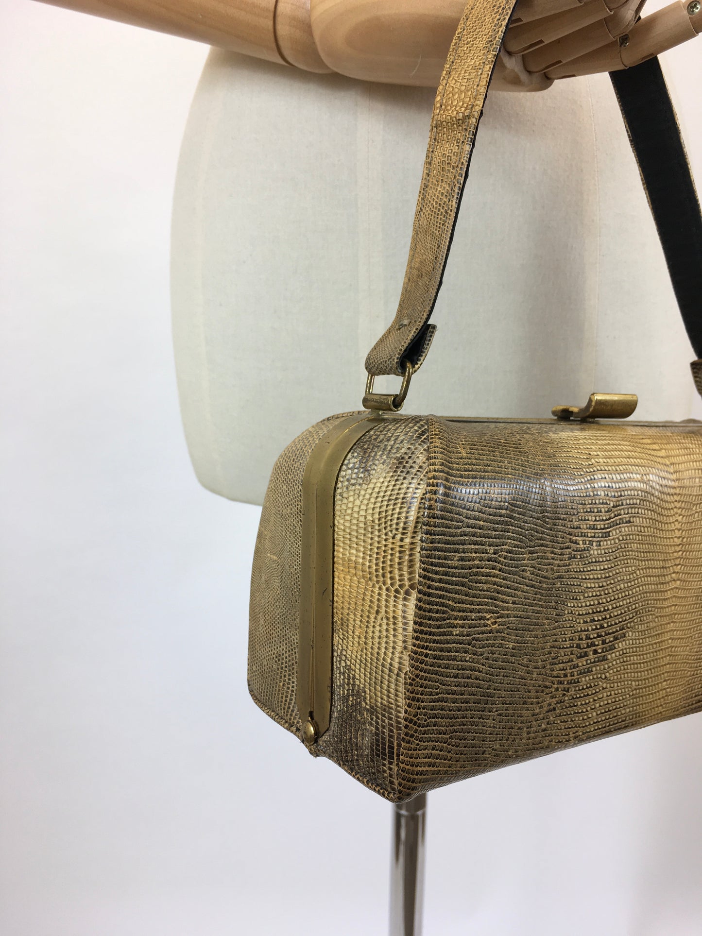 Original 1940’s Snakeskin Box Handbag.
