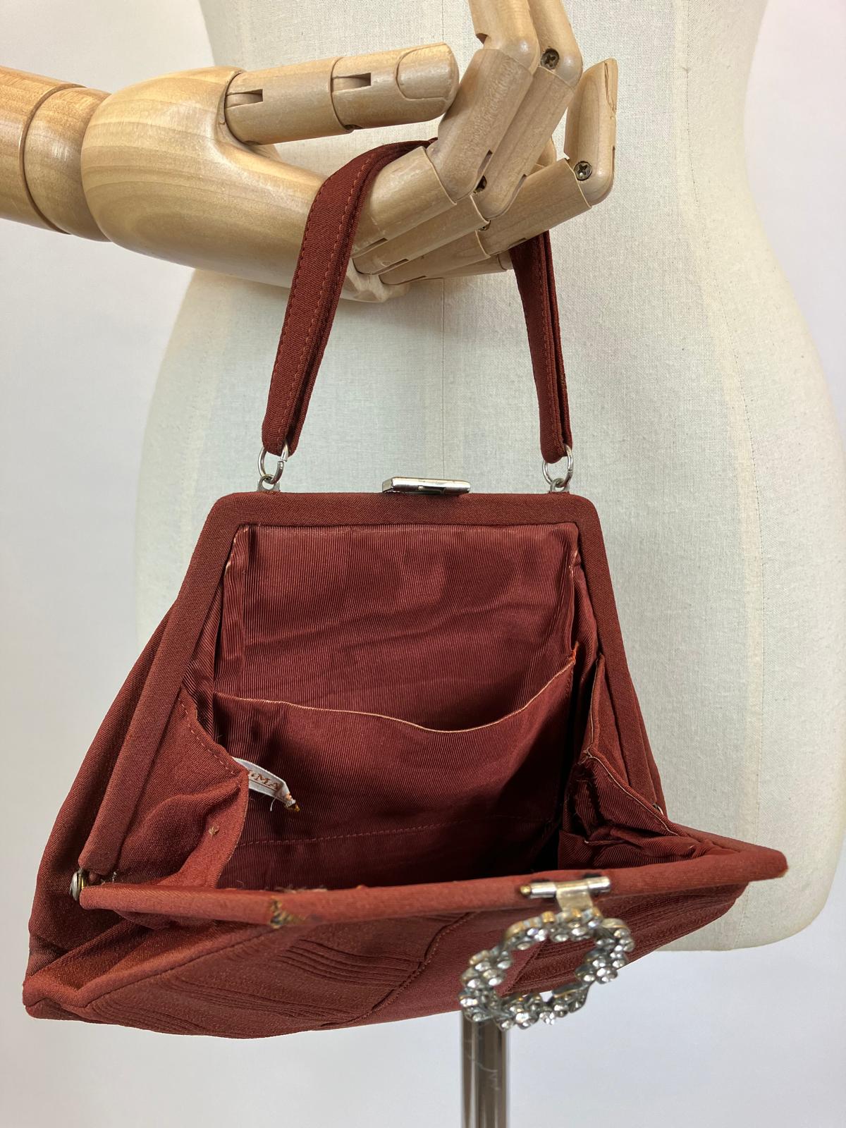 Original Gorgeous 1930’s/40’s Fabric Evening bag - in Cinnamon