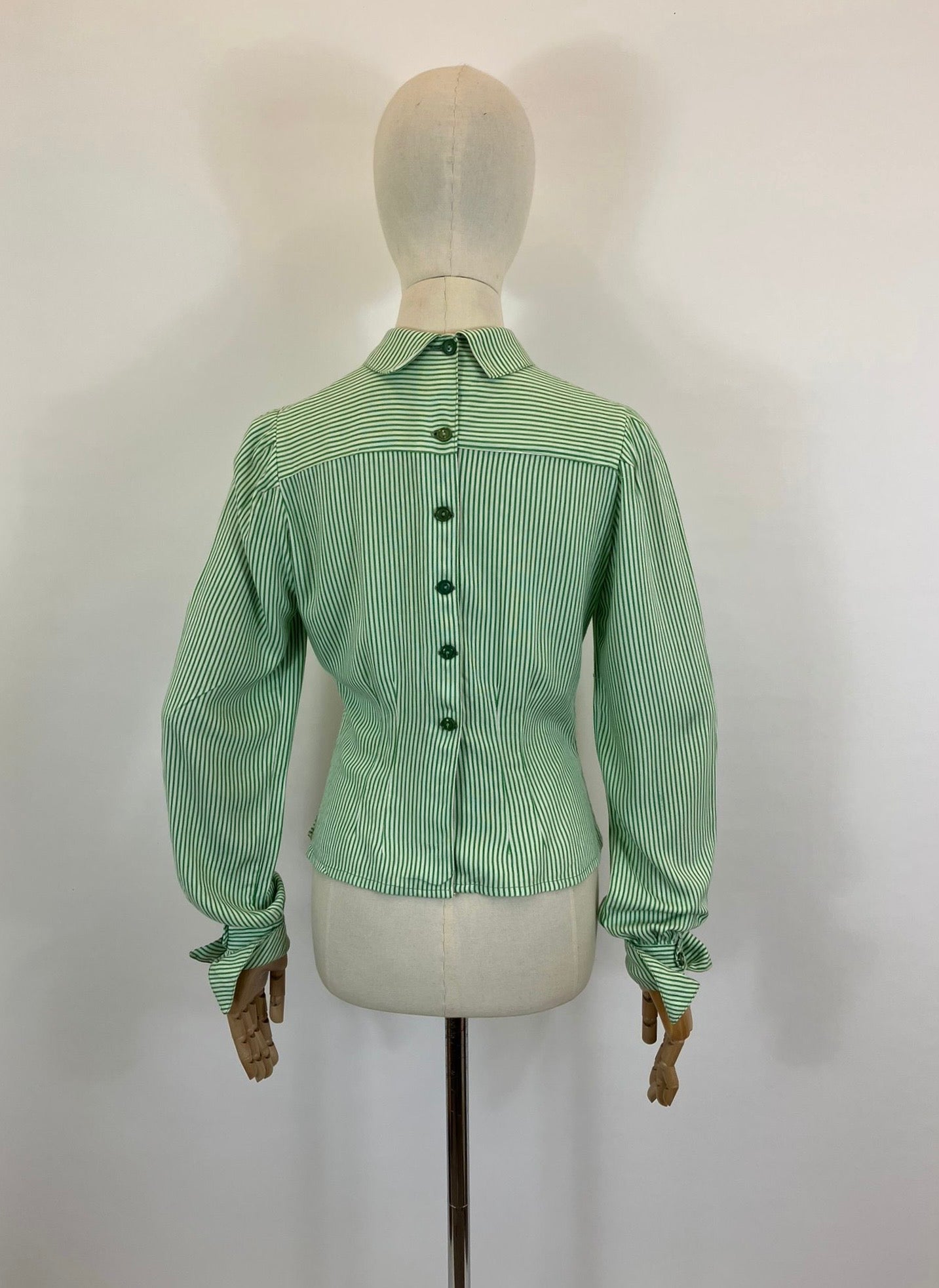 Original 1940’s CC41 Utility Blouse - vibrant Green/ White stripe