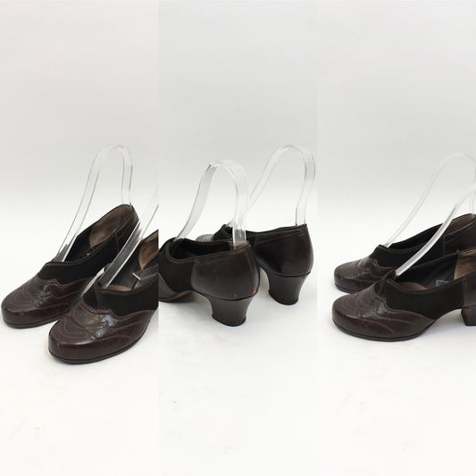 Original 1940's Leather & Suede Shoes - brown