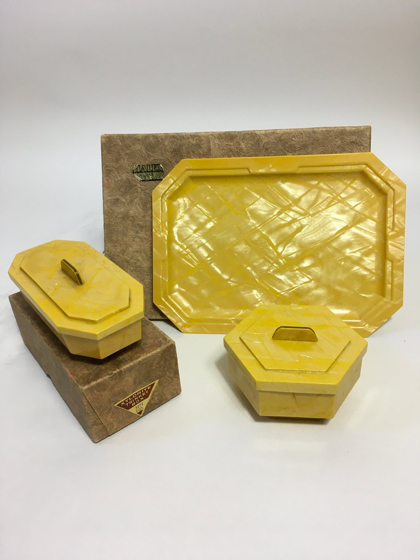 Original Xylonite Dressing Table Set - in Sunshine Yellow