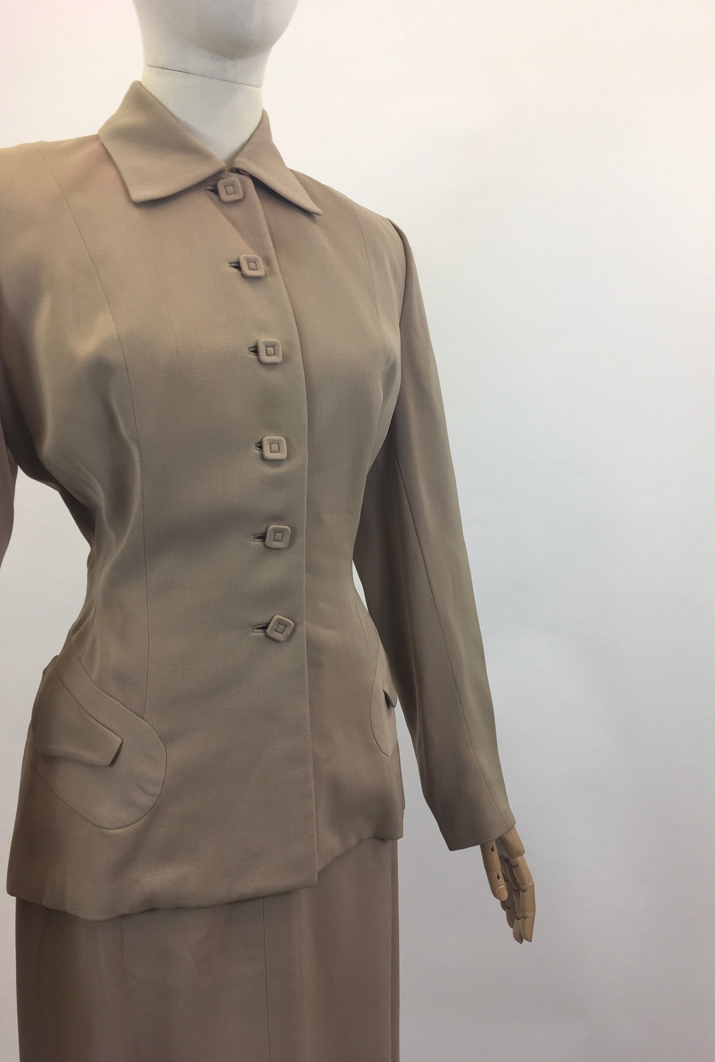Original 1940’s Longline 2pc Suit - Soft Fawn