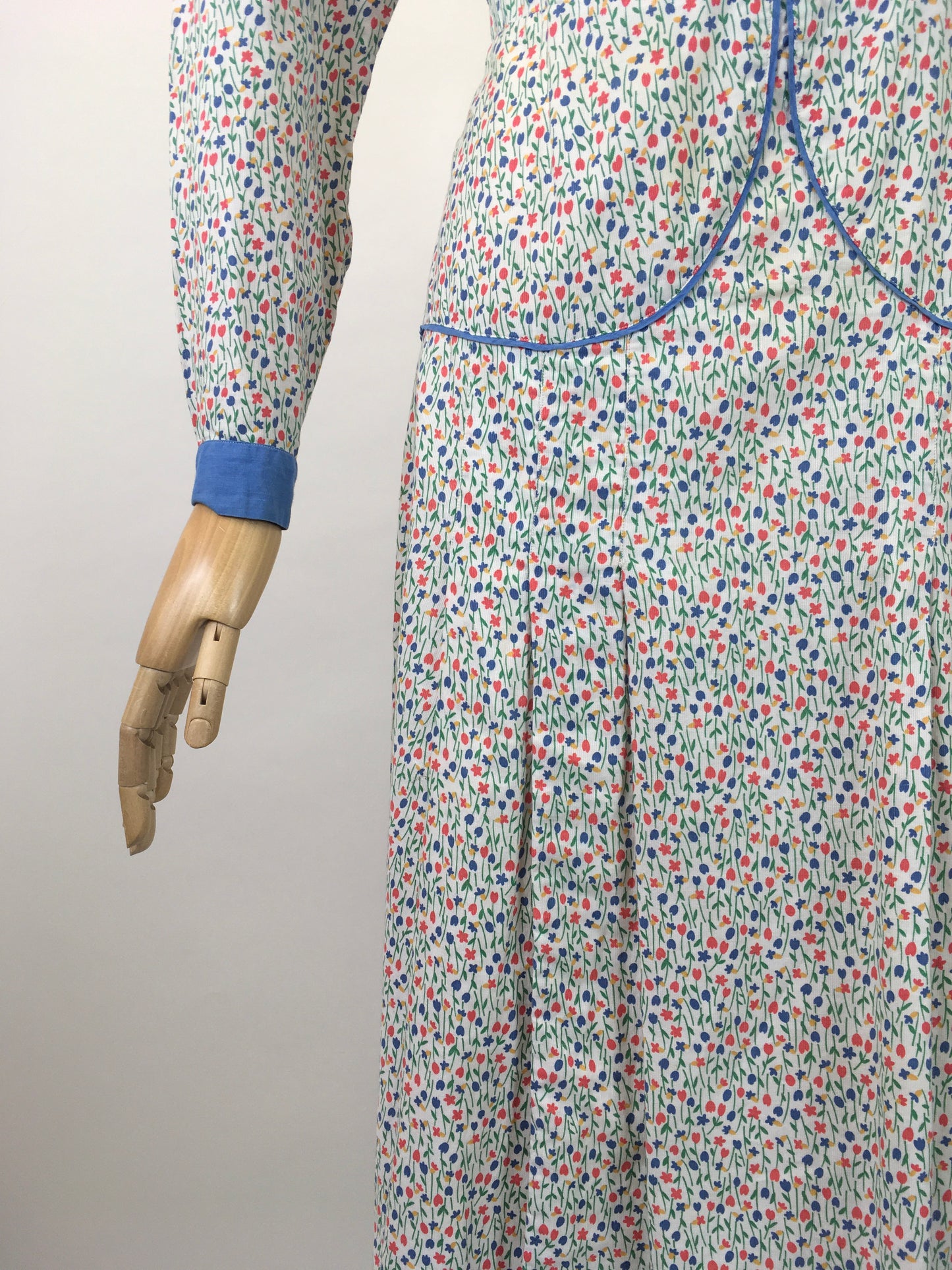 Original 1930’s Darling Floral Day Dress - In a Meadow Print with Greens, Blues, Yellows & Orange.