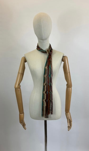 Original Fabulous 1930’s Silky Knit Scarf - Vibrant colours