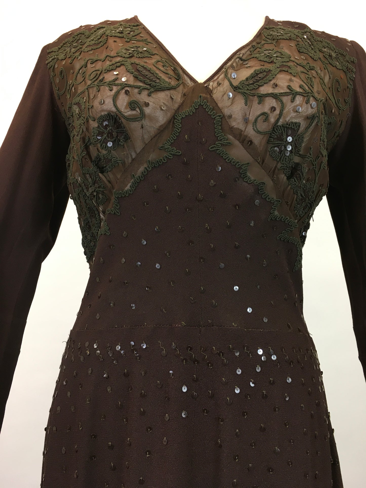 Original 1940’s Amazing illusion Evening dress - in Dark Brown