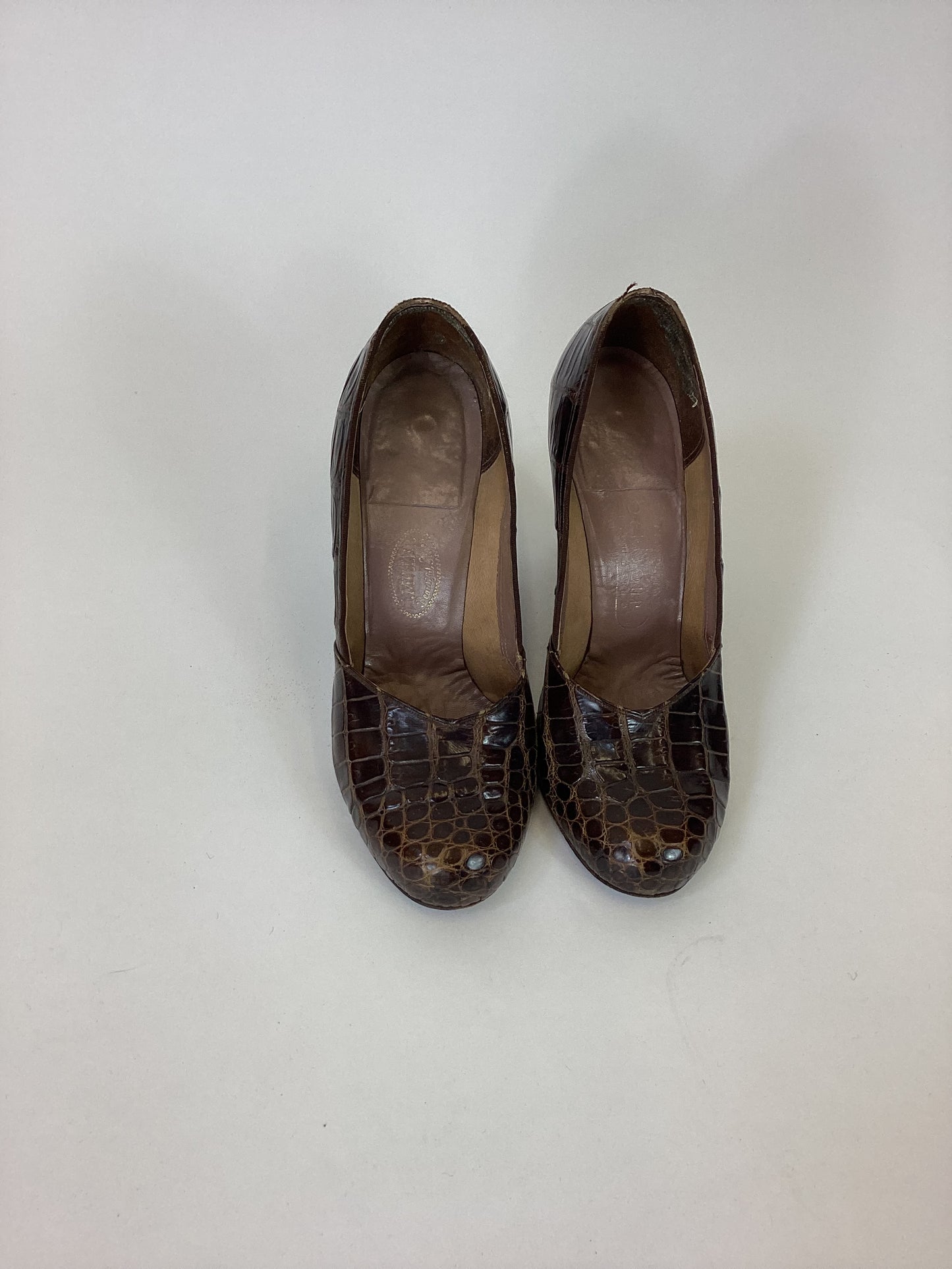 Original 40's Faux Alligator Shoes - in Chocolate Brown