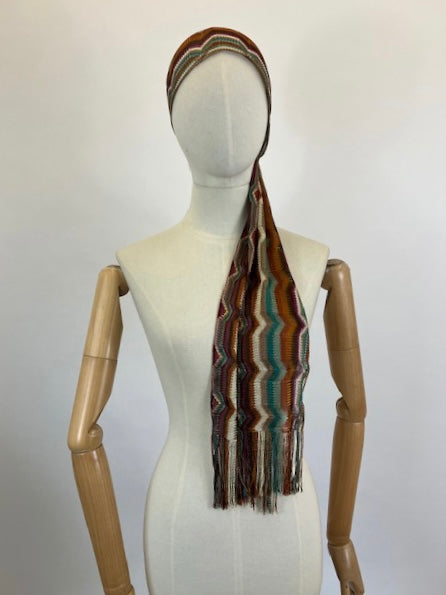 Original Fabulous 1930’s Silky Knit Scarf - Vibrant colours