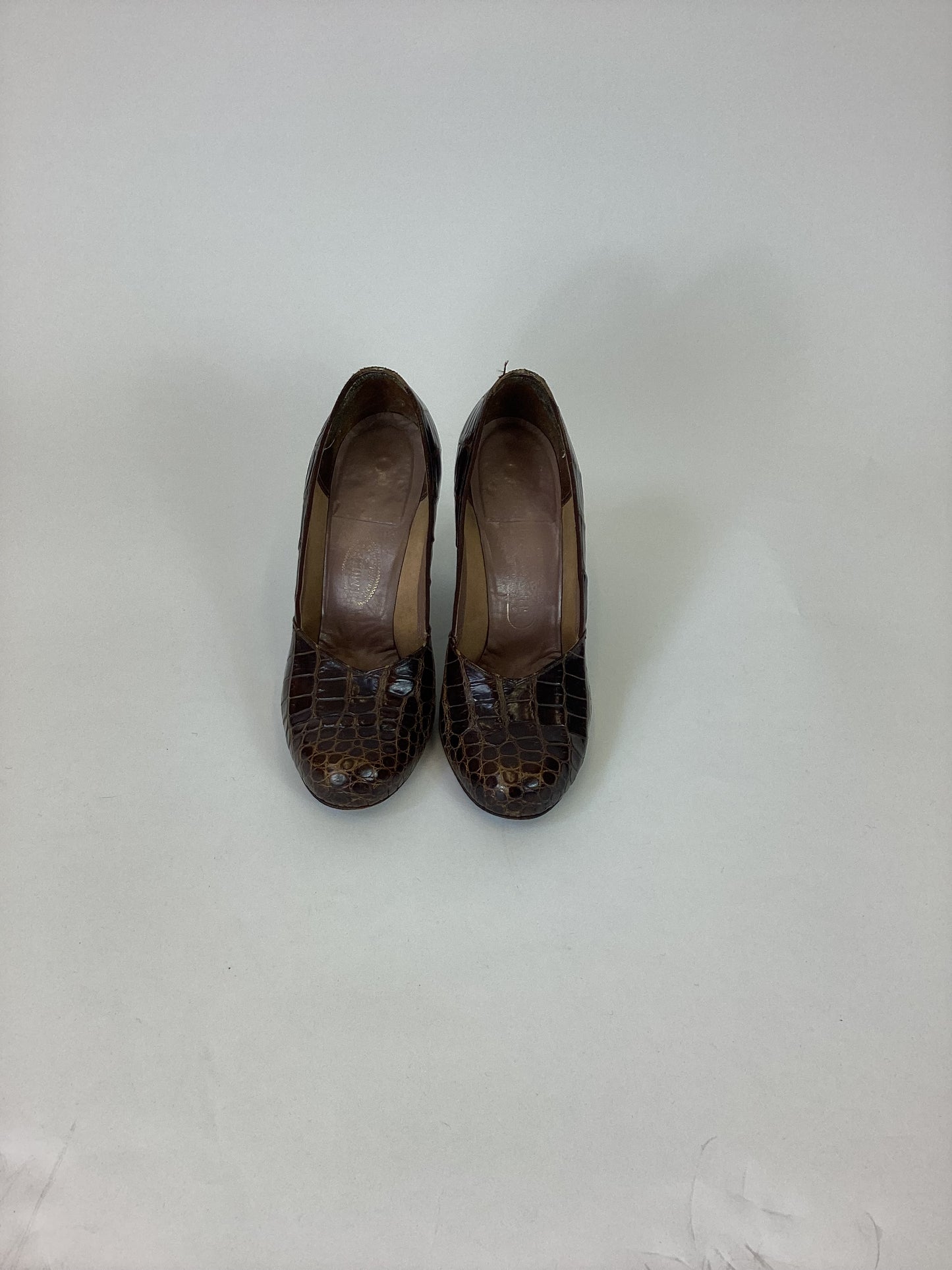 Original 40's Faux Alligator Shoes - in Chocolate Brown