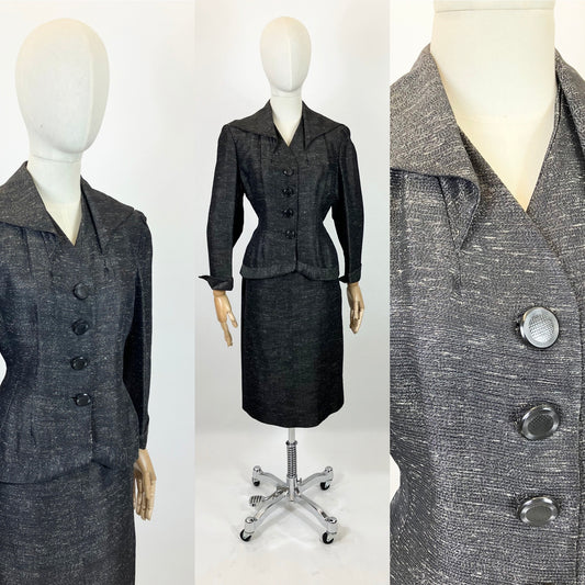 Original Late 40’s  Beautiful Fleck suit - in Charcoal