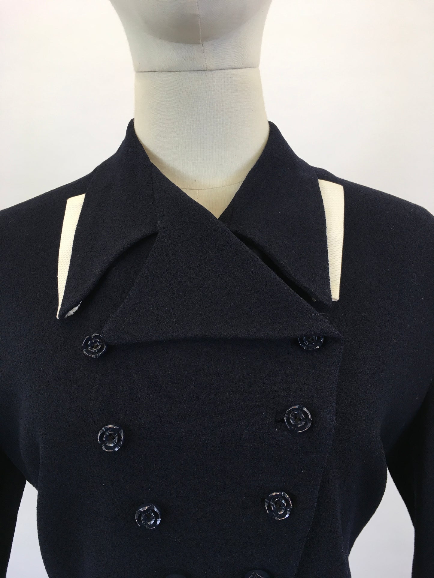 Original 1940’s Gorgeous 2pc suit - Dark Navy with White contrast