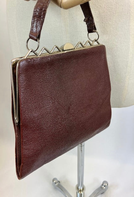 Original 20’s/30’s Art Deco Handbag - Burgundy Leather