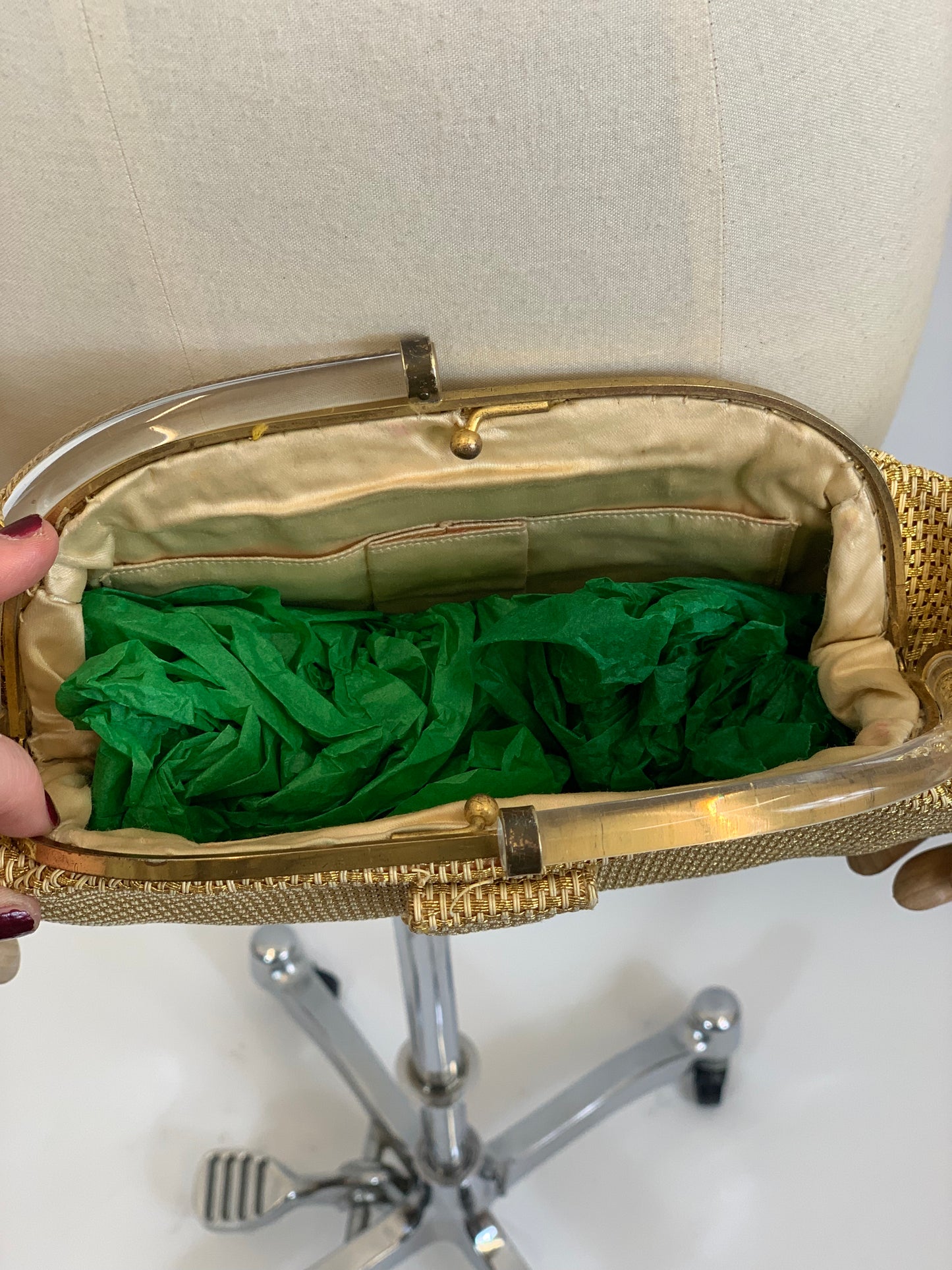 Original late 1940’s Weave Clutch Bag - Gold tones