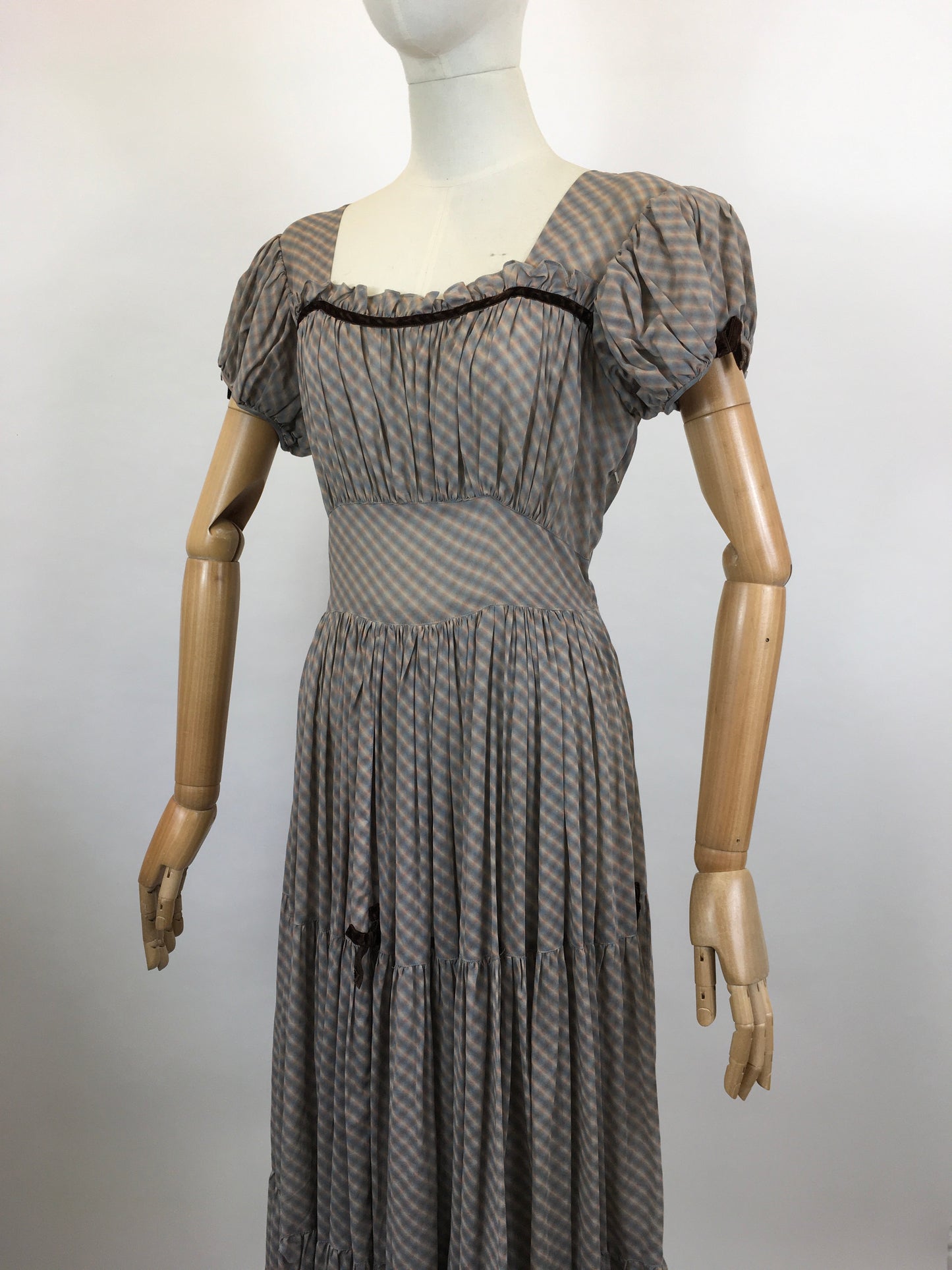 Original 1940’s Fabulous Striped Dress - Faint coloured stripes