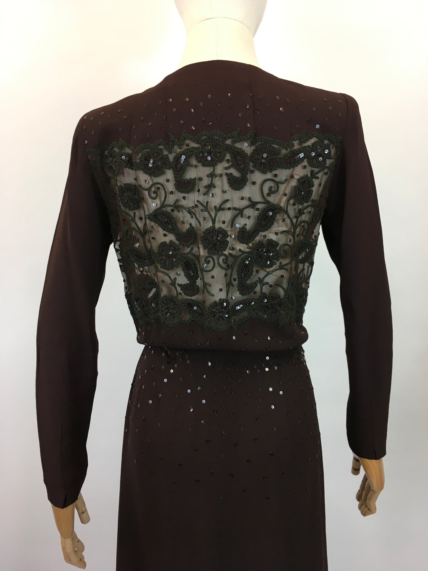 Original 1940’s Amazing illusion Evening dress - in Dark Brown