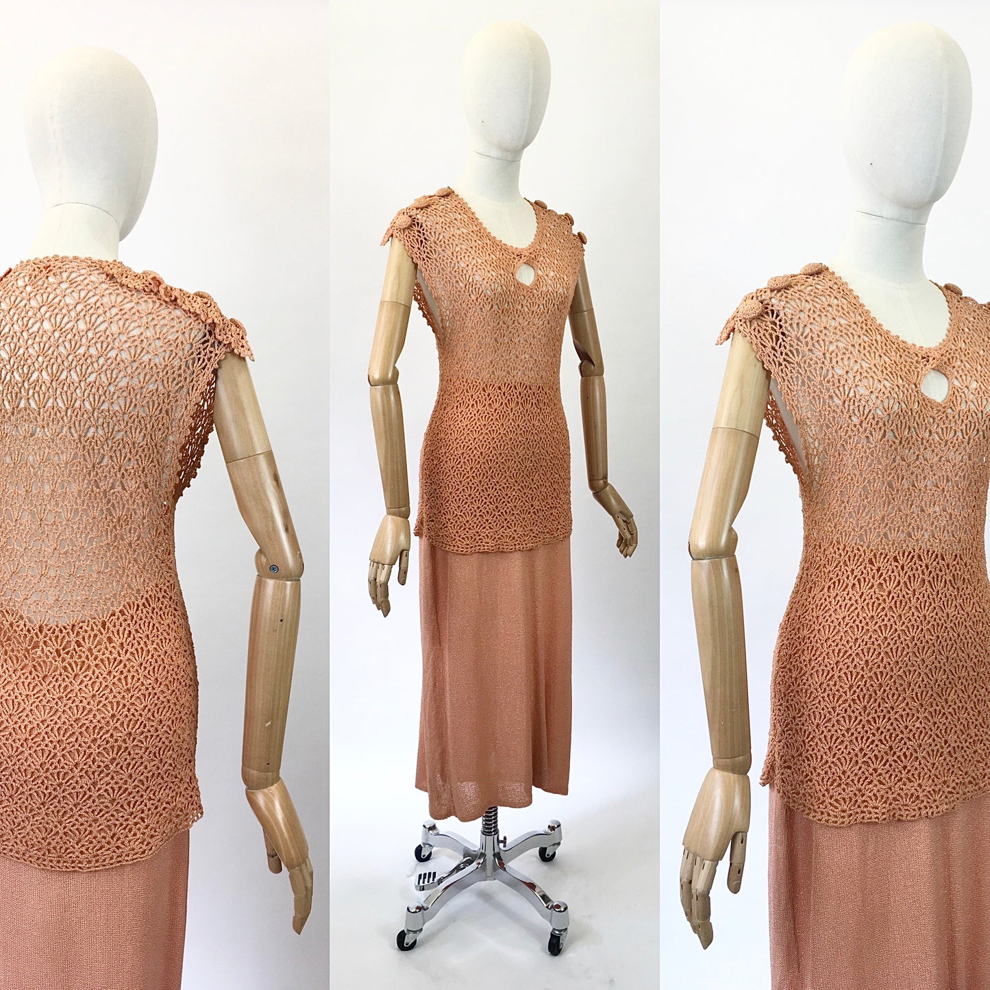 Original 1930s 2pc knit set - in beautiful coral colourway