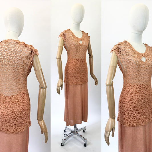 Original 1930s 2pc knit set - in beautiful coral colourway