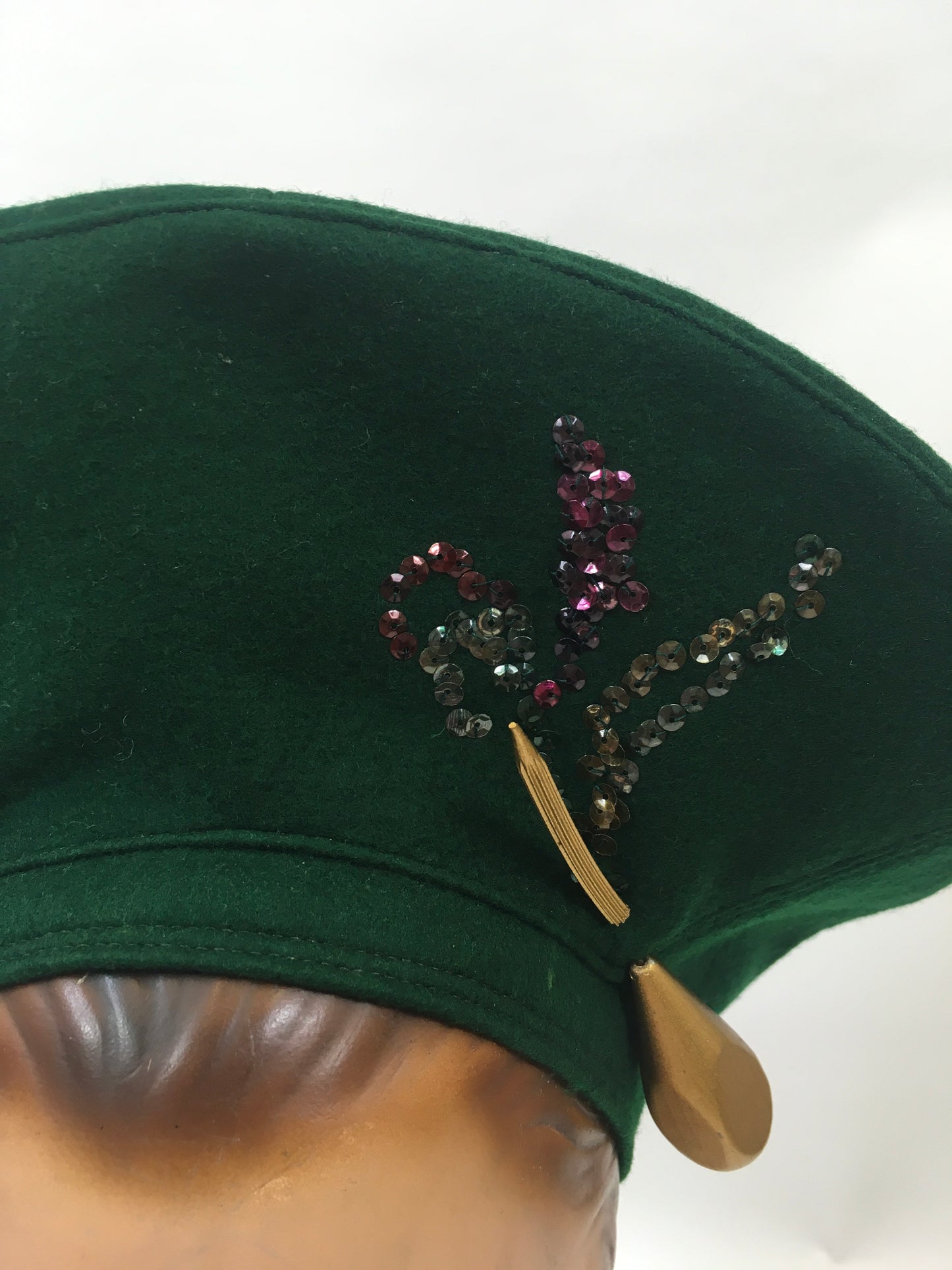 Original 1940’s Fabulous Halo Hat in Forest Green