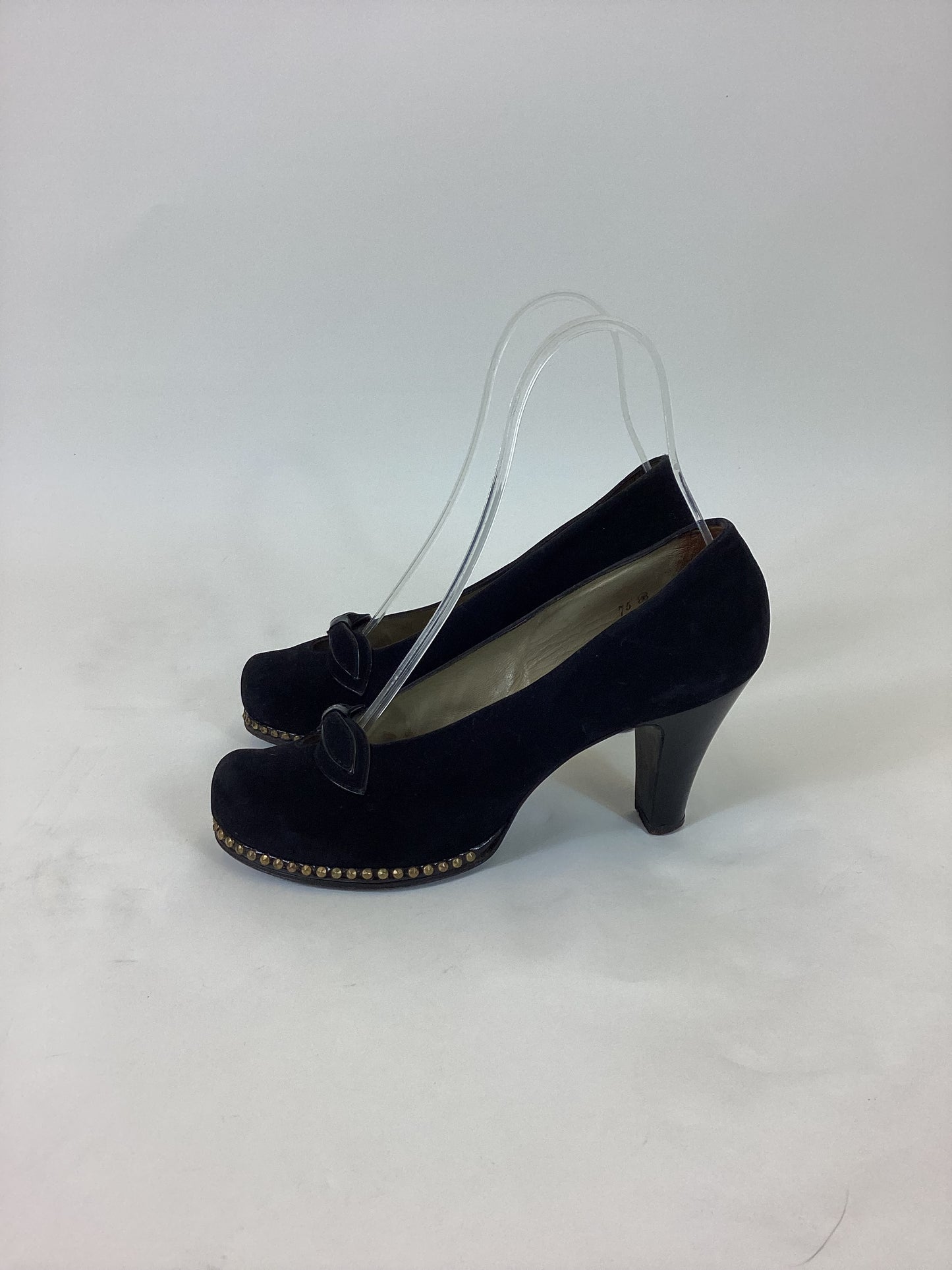 Original 1940’s Fabulous Suede Studded Shoes - Black