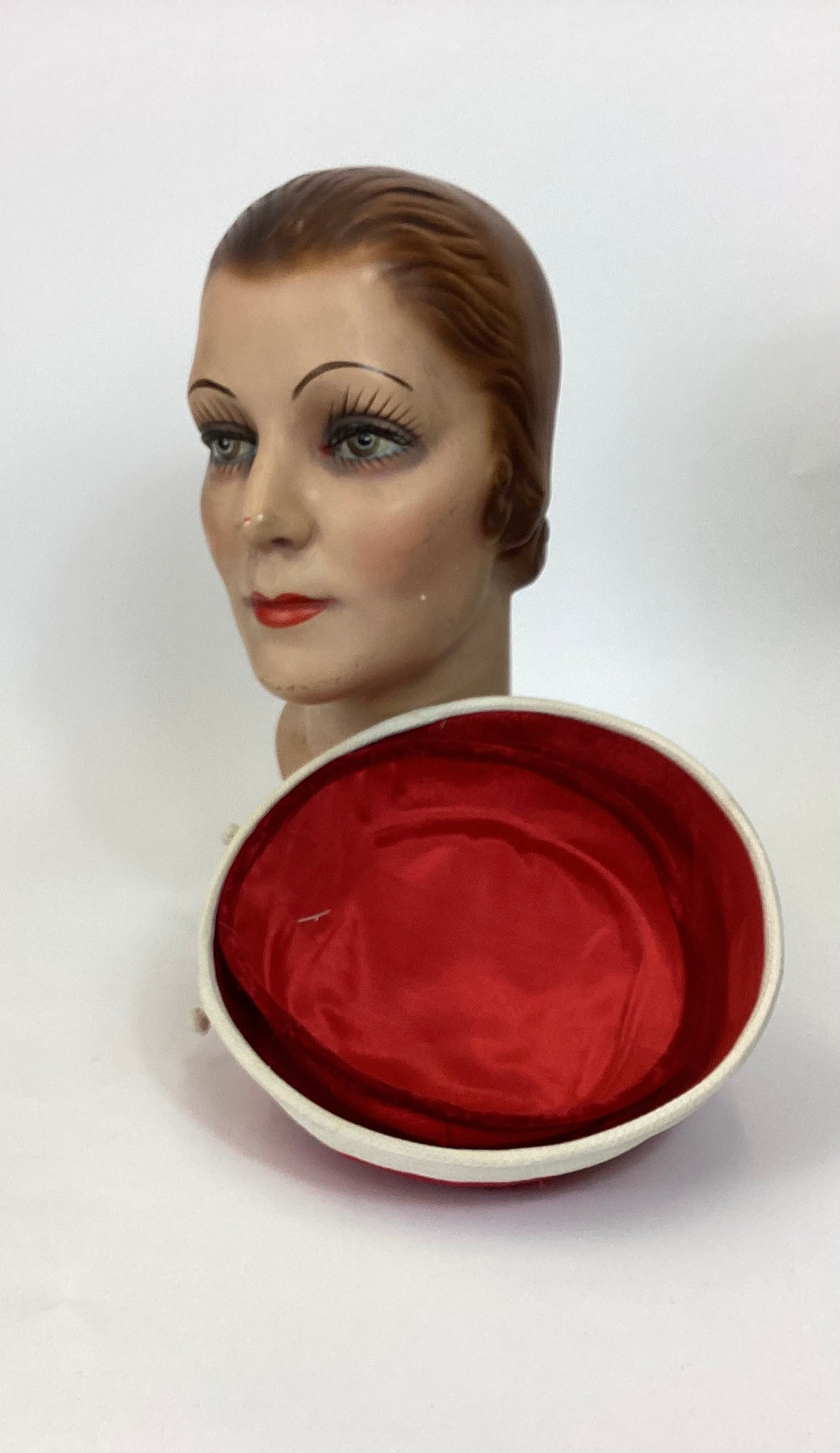 Original 50’s Fabulous Hat - Lipstick Red and Ivory contrast.