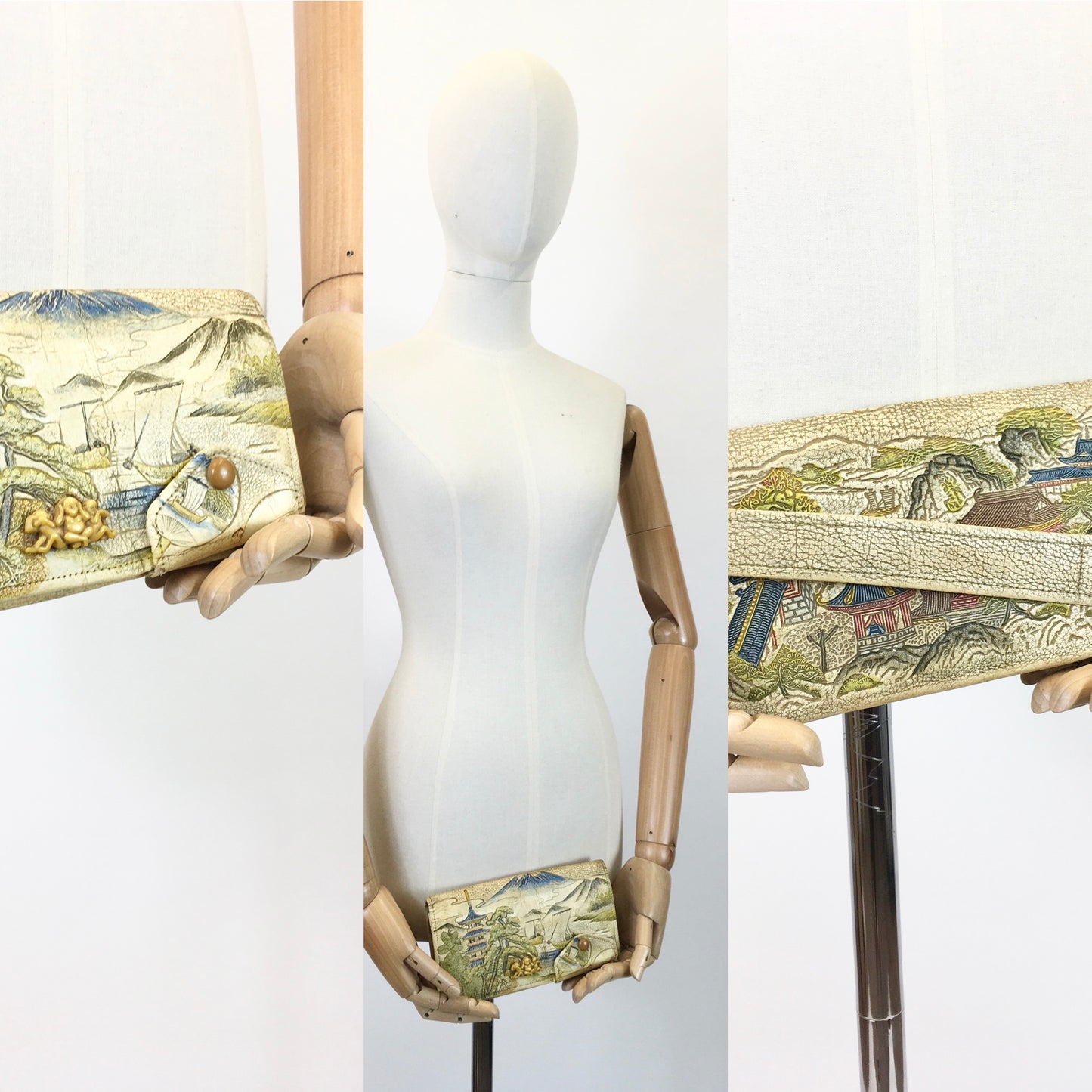 Original 1920’s / 1930’s Exquisite Tourist Clutch Handbag - With Celluloid Monkey Adornment