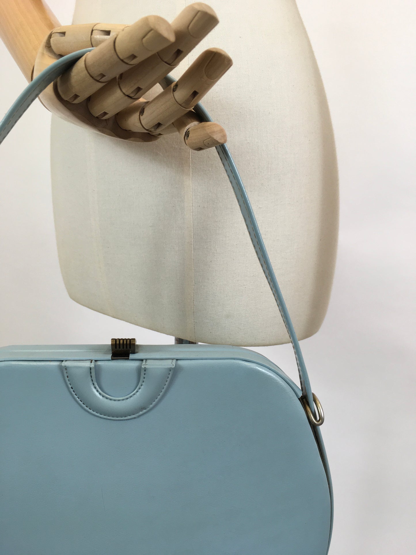 Original 1950's Single Handled Handbag - in palest of blues.