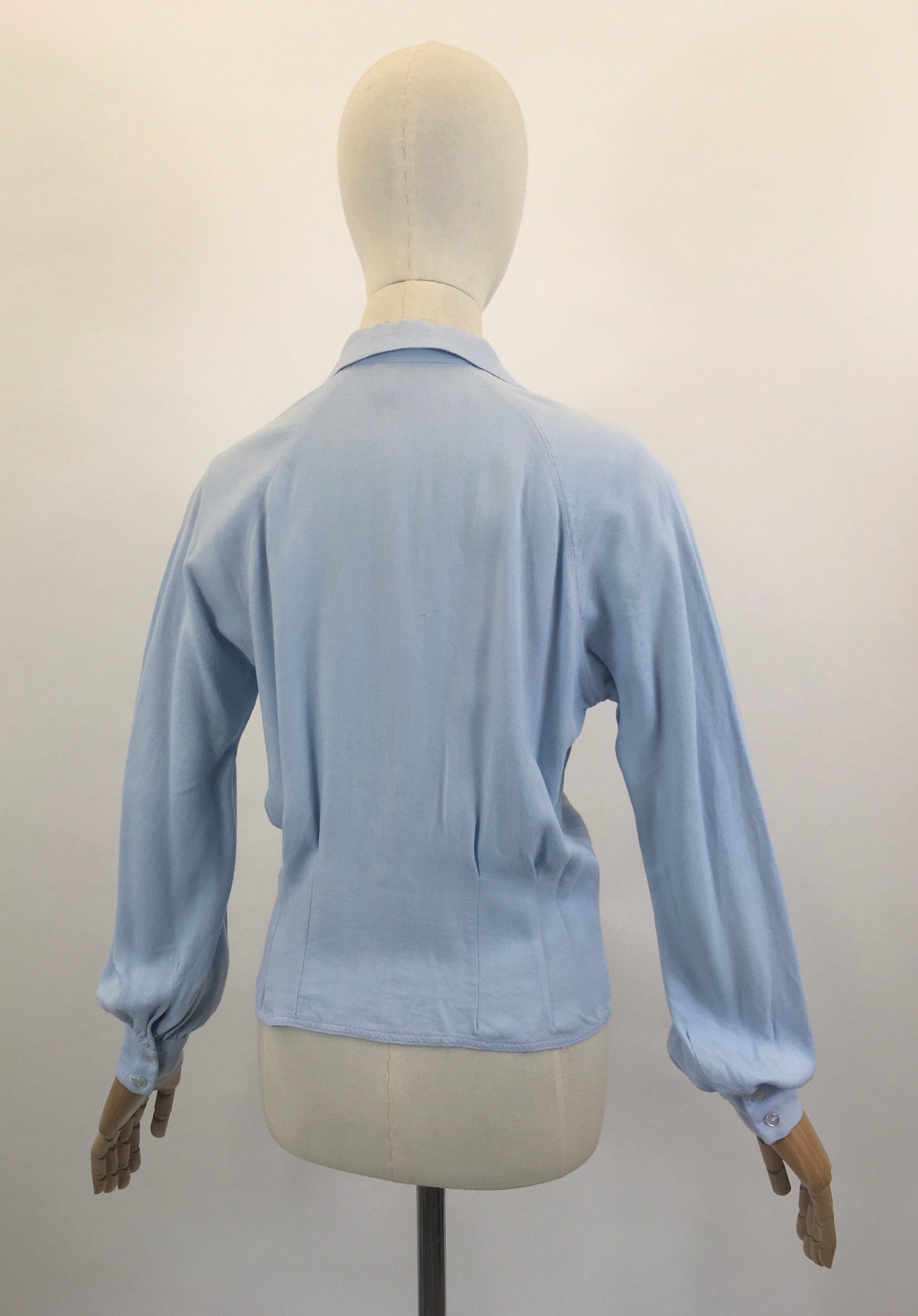 Original 1940's Long Sleeve Blouse - Cornflower Blue