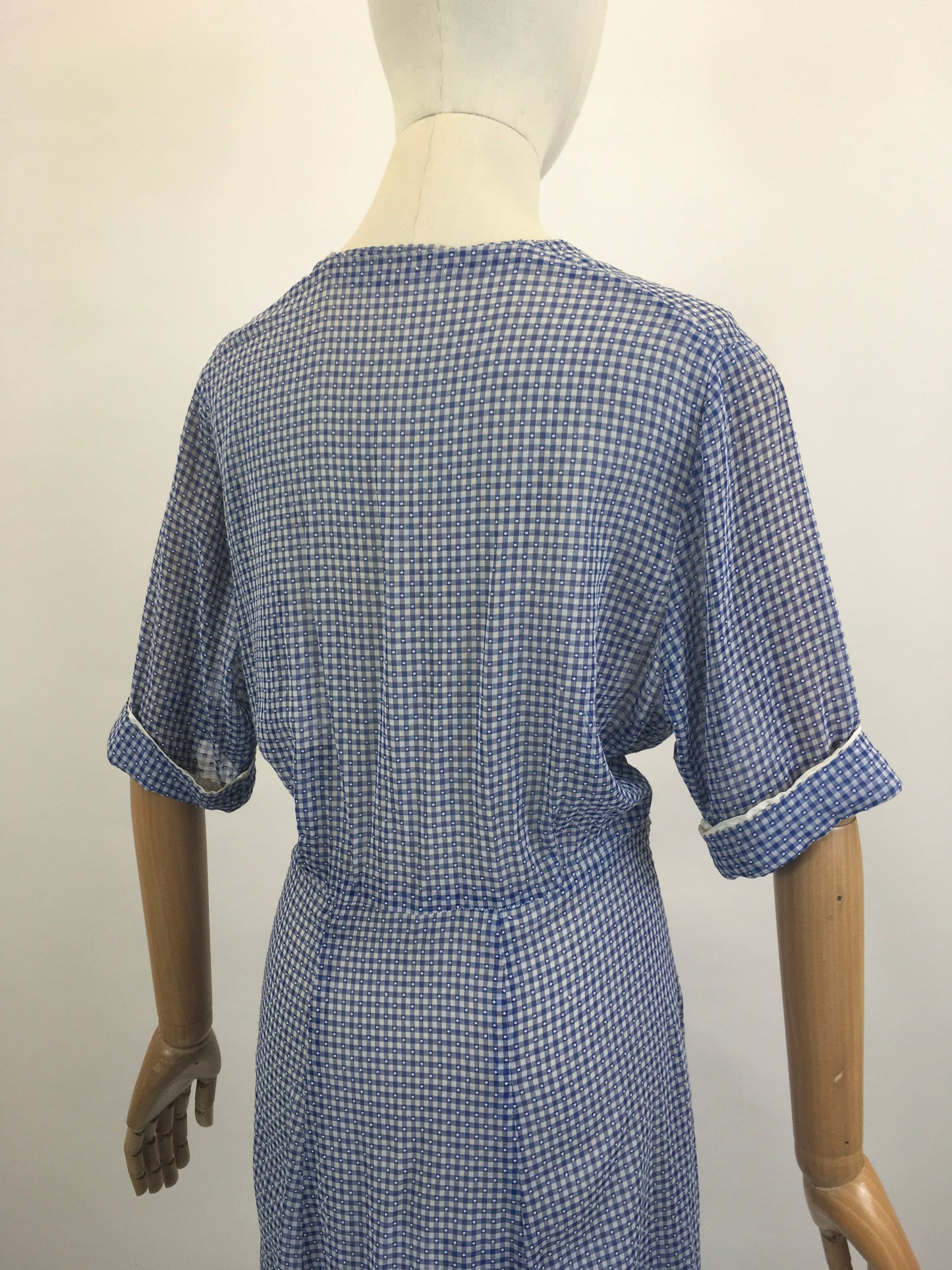 Original Late 30’s / Early 40’s Gorgeous Day dress - in Royal Blue / White gingham
