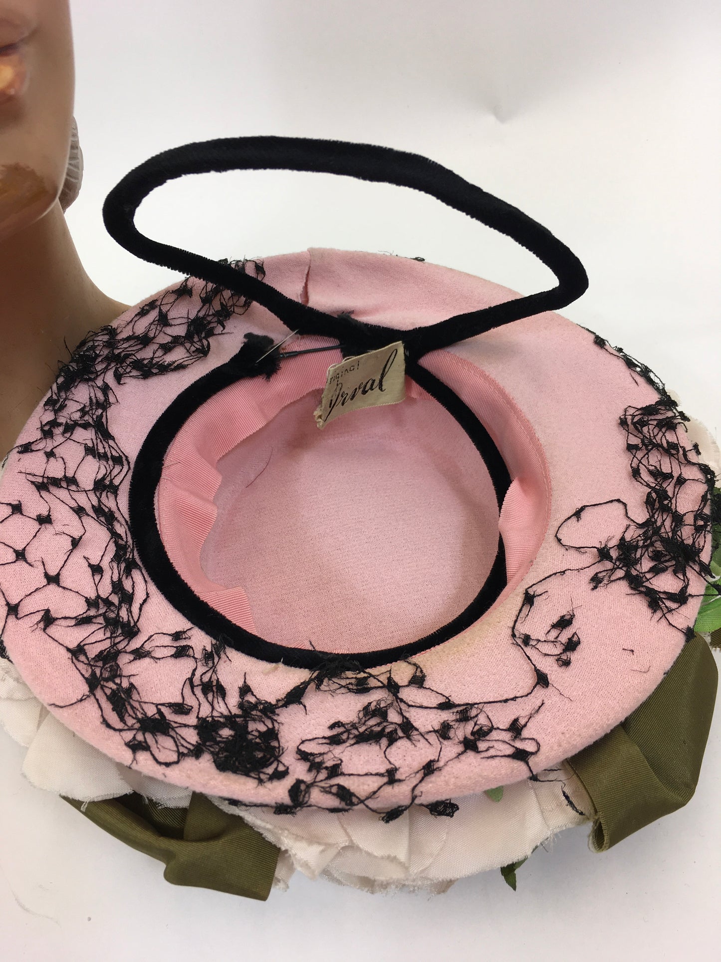 RESERVED FOR KAT -please do not buy Original 1940's Fabulous Topper Hat - Pale Pink with Flowers and Veil