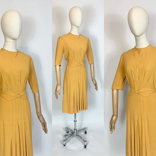 Original 1940’s Beautiful Crepe dress - in Mustard Yellow