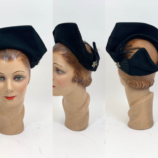 Original 1930’s Fabulous Headpiece - in Black