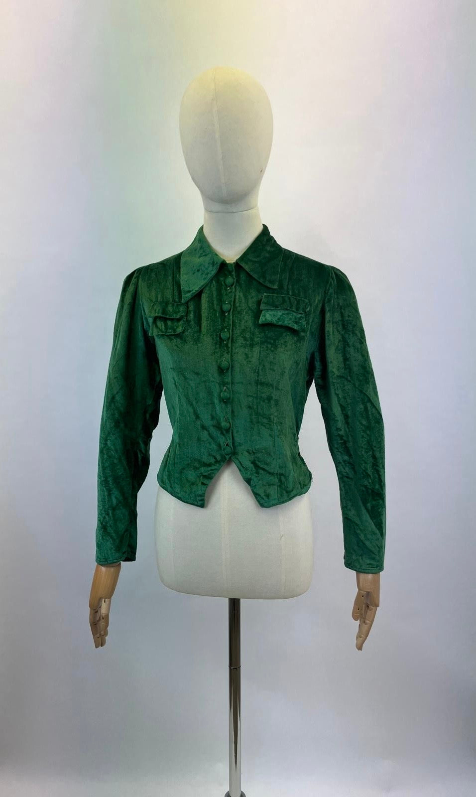 Original 1920's/30's Fabulous Silk Velvet Blouse - in Rich Green