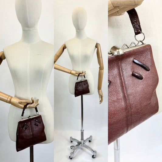 Original 20’s/30’s Art Deco Handbag - Burgundy Leather