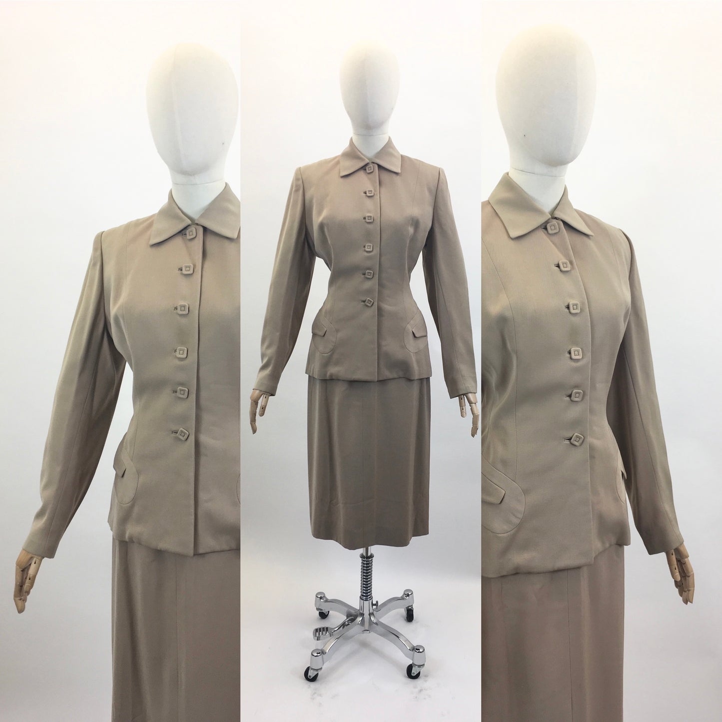 Original 1940’s Longline 2pc Suit - Soft Fawn