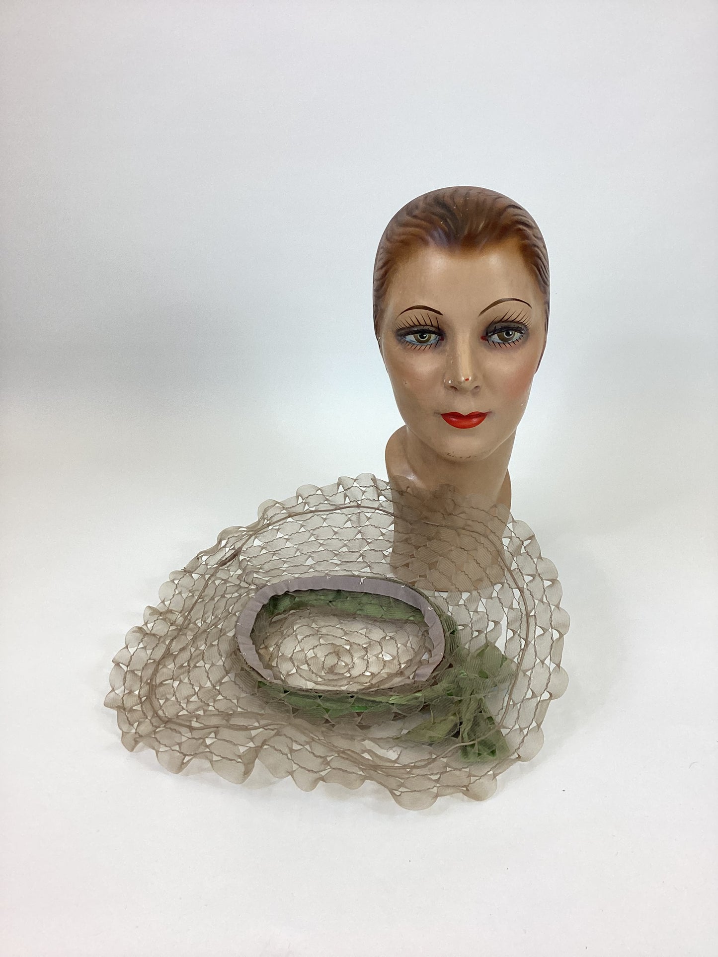 Original 1910's Amazing Edwardian Hat - in palest of pale green