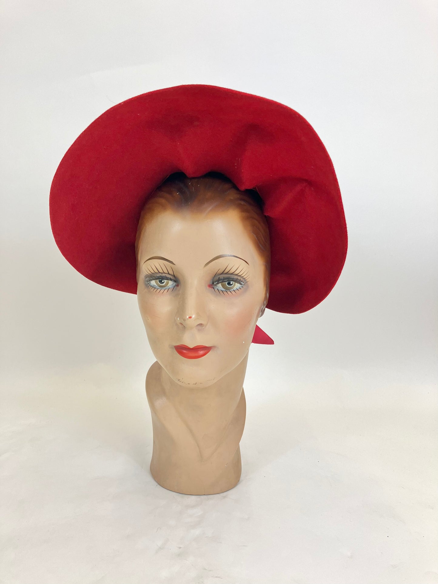Original 1940’s Fabulous Felt Hat - Cherry Red