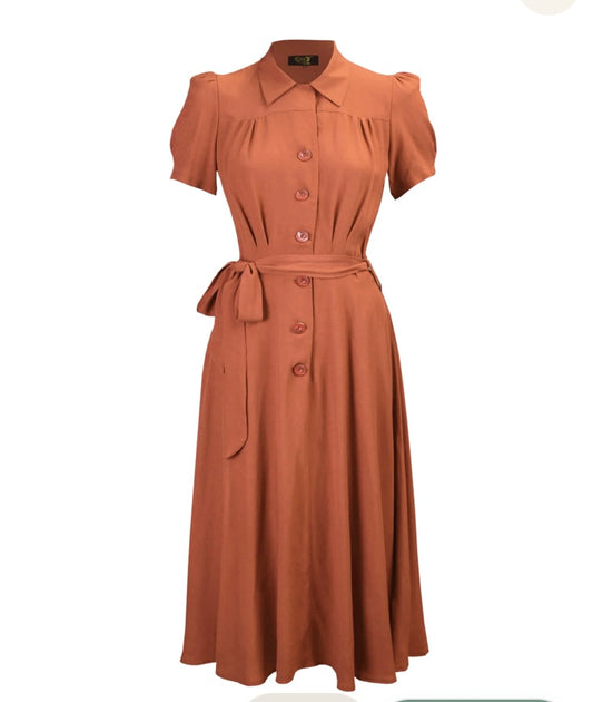 House of Foxy Shirtwaister dress - Burnt Peach