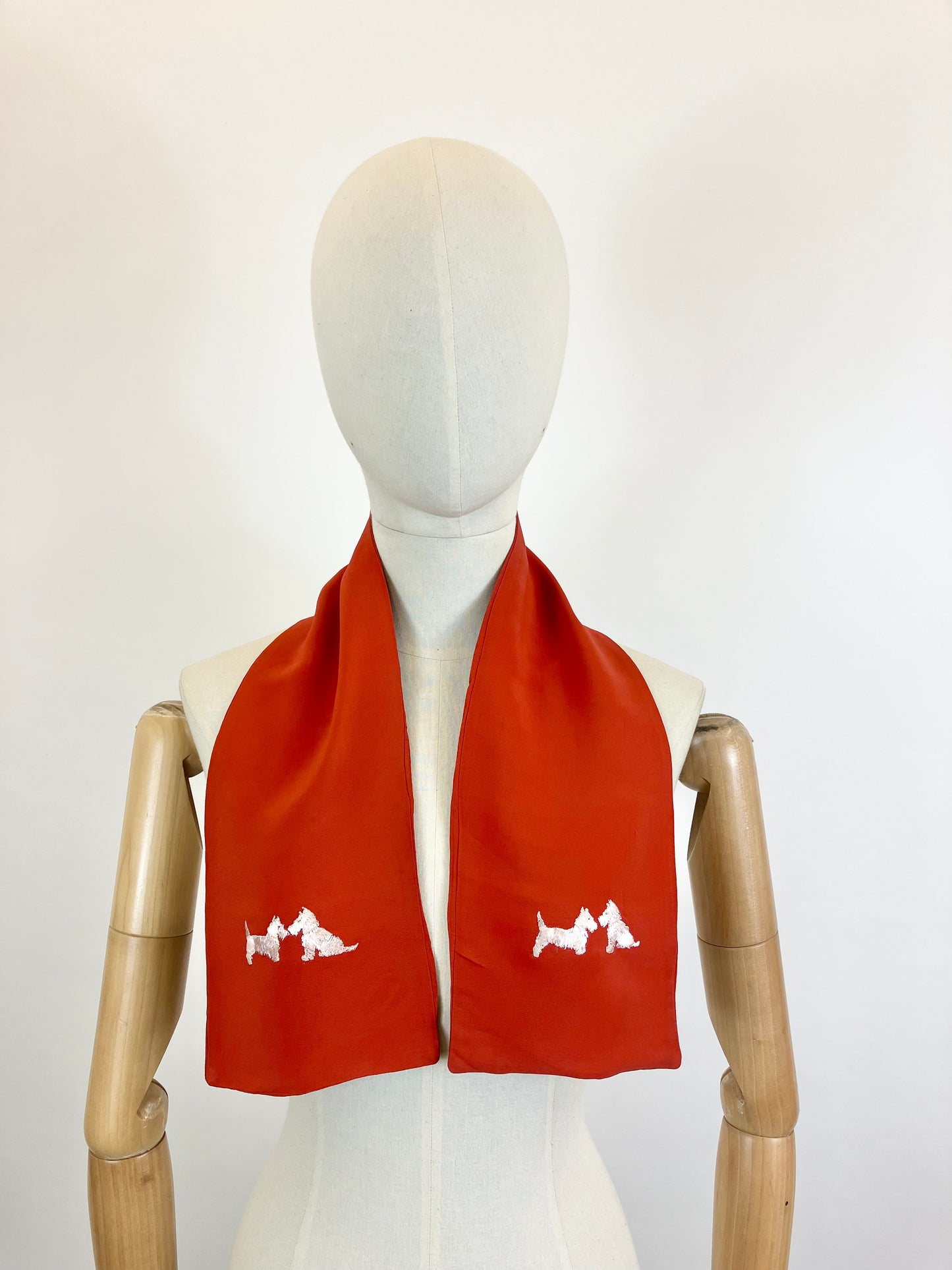 Original 1930’s Gorgeous Rayon crepe Scarf - Red