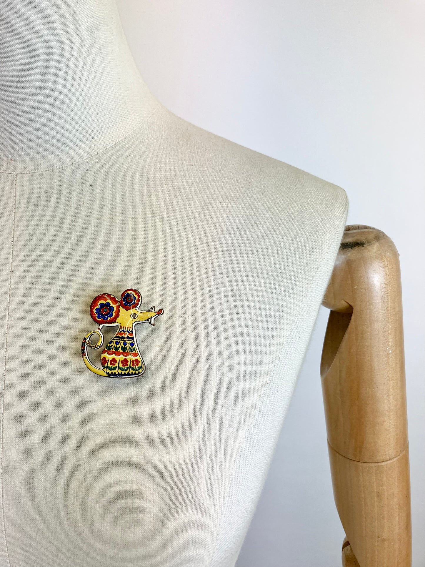 Original Novelty Enamel Mouse Brooch - multicolour